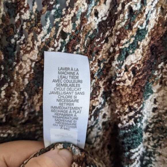 LIZ CLAIBORNE Boho cotton rayon open front cardigan earthy tone Large @O - Picture 2 of 10